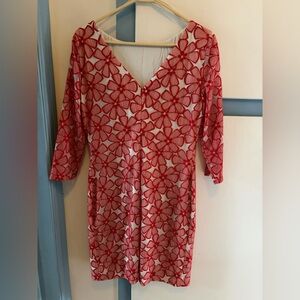 Red Floral Lace Dress (pinkish and red)